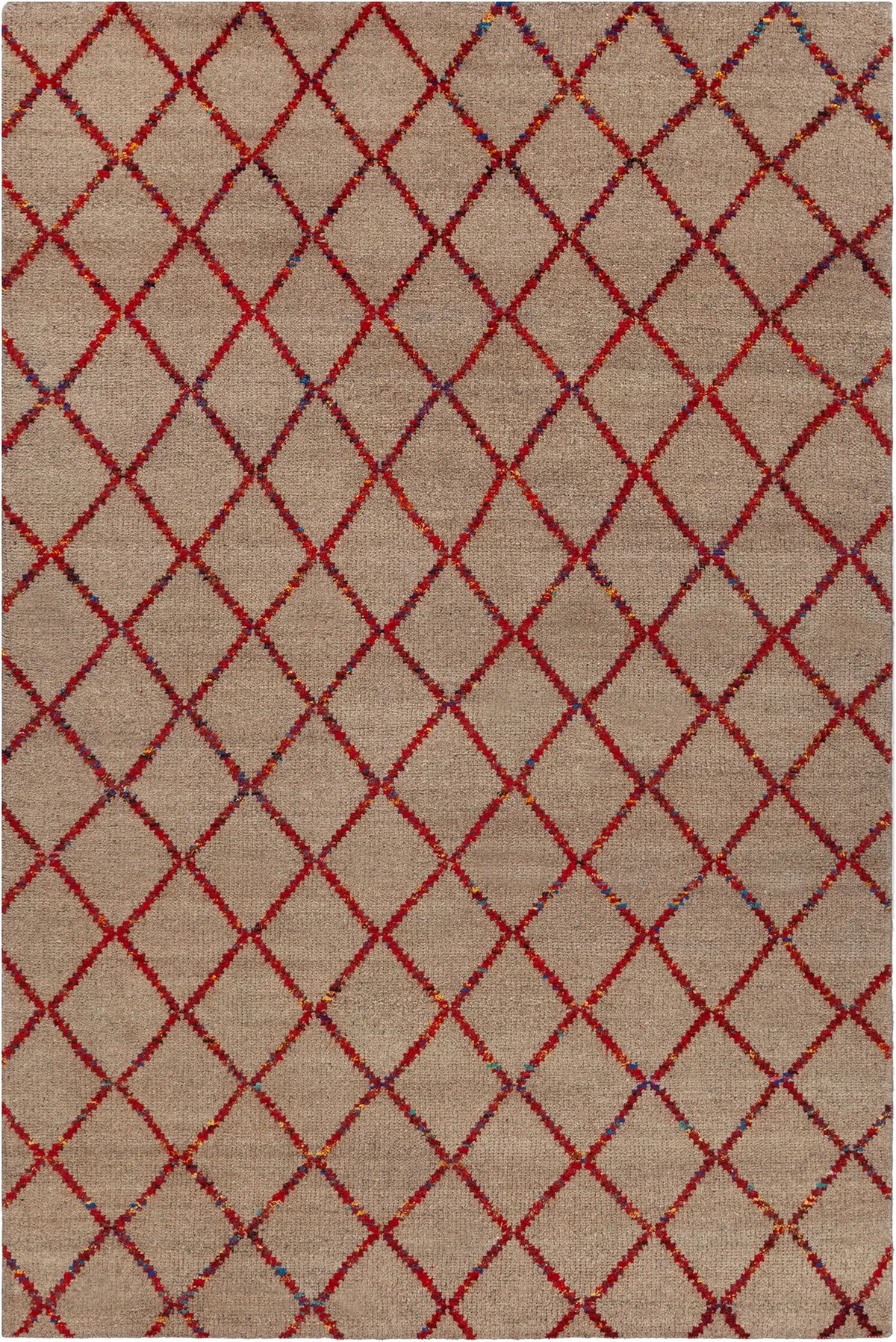 Chandra Aarushi AAR-44002 Tan and Red rug, flat view