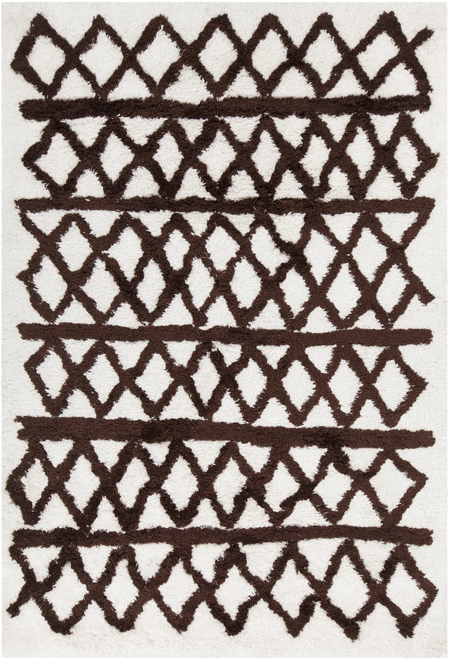 Chandra Aerona AER-40002 White and Brown rug, flat view
