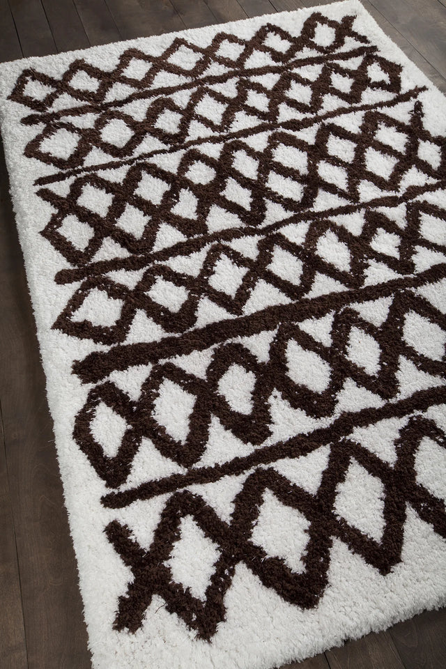 Chandra Aerona AER-40002 White and Brown rug, angled side view