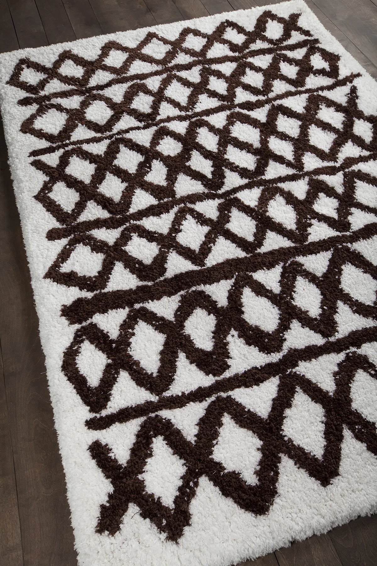 Chandra Aerona AER-40002 White and Brown rug, angled side view