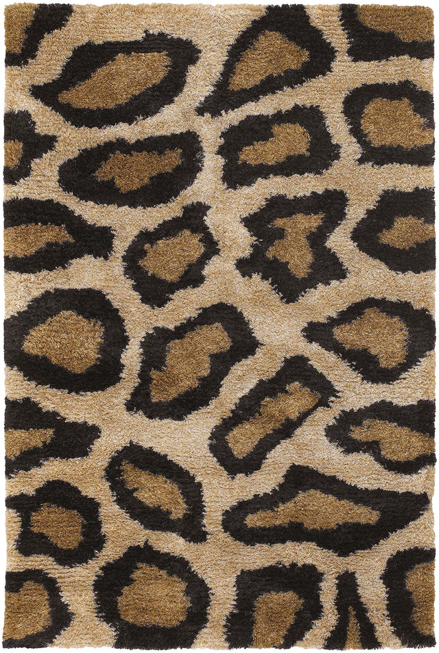 Chandra Amazon AMA-5602 Tan and Gold and Brown and Black rug, flat view