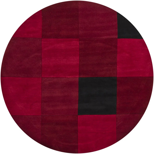 Chandra Antara ANT-109 Red and Black round rug, flat view