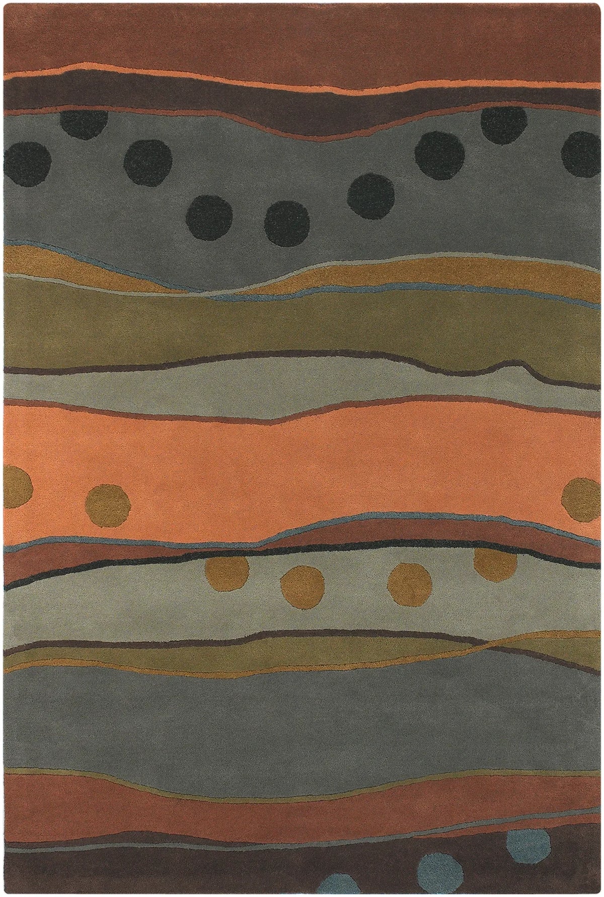 Chandra Antara ANT-117 Grey and Orange and Multi rug, flat view