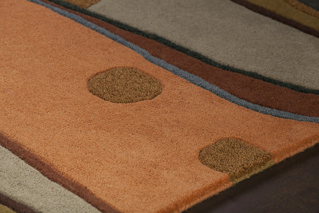 Chandra Antara ANT-117 Grey and Orange and Multi rug, side detail view