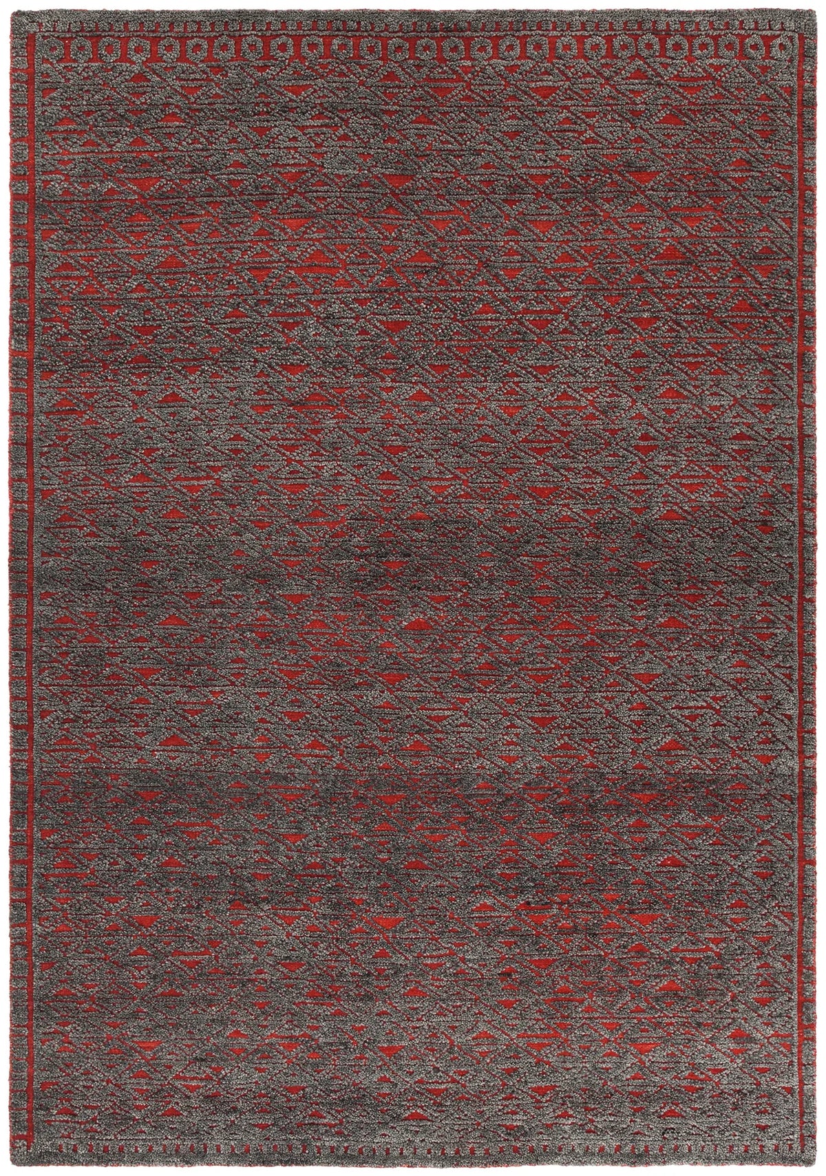 Chandra Ashton ASH-48702 Red and Grey rug, flat view
