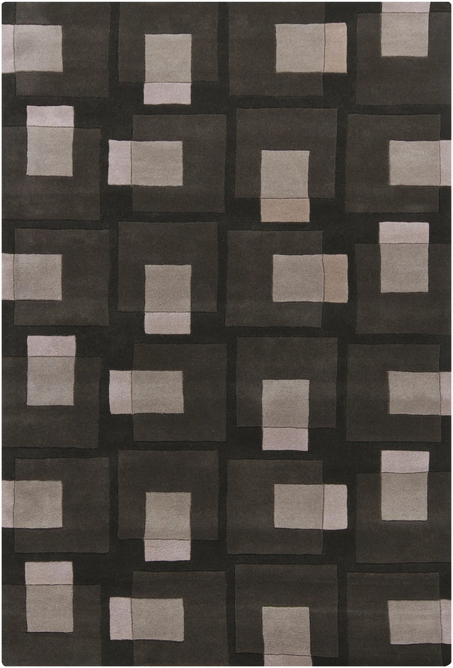 Chandra Bense Garza BEN-3009 Black and Grey and Ivory rug, flat view