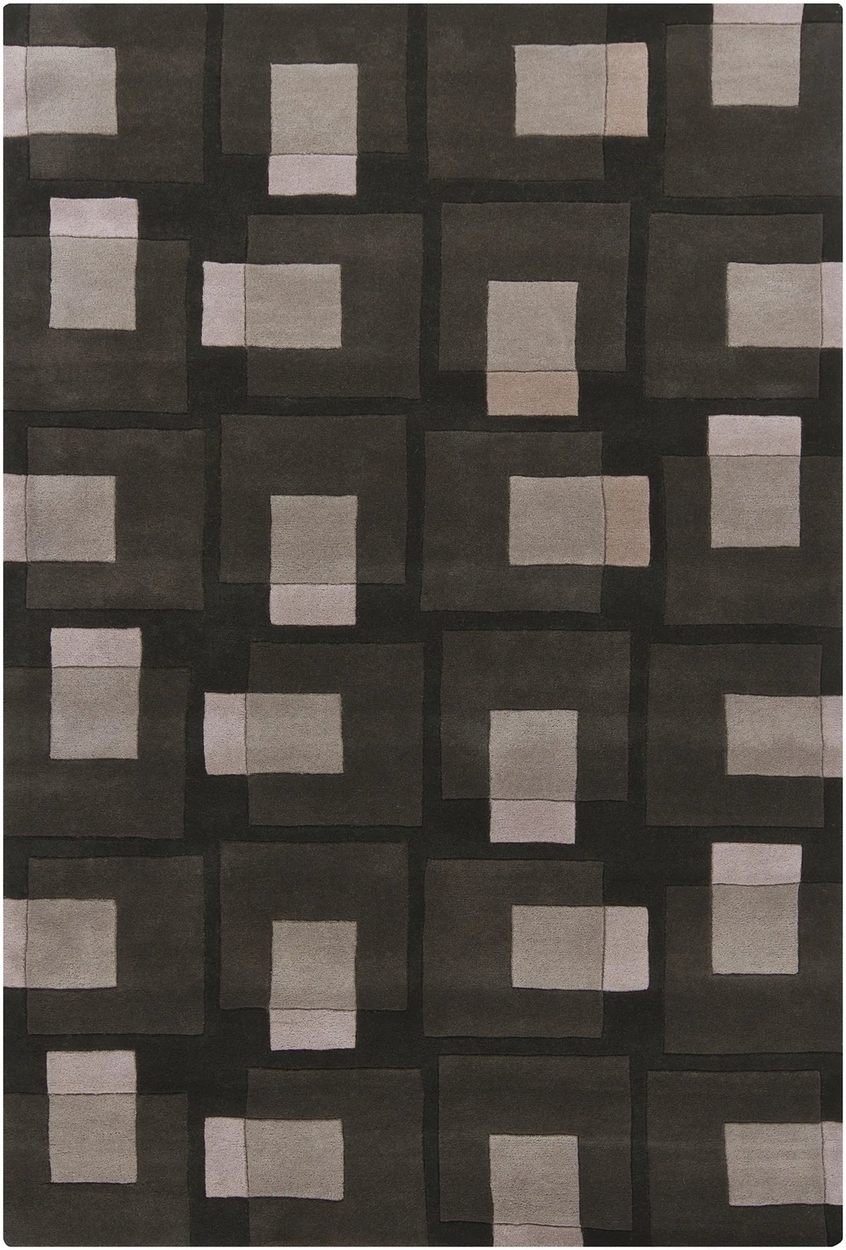 Chandra Bense Garza BEN-3009 Black and Grey and Ivory rug, flat view