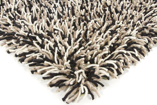 Chandra Big Jos BIG-20800 Black and Taupe and Ivory rug, corner detail