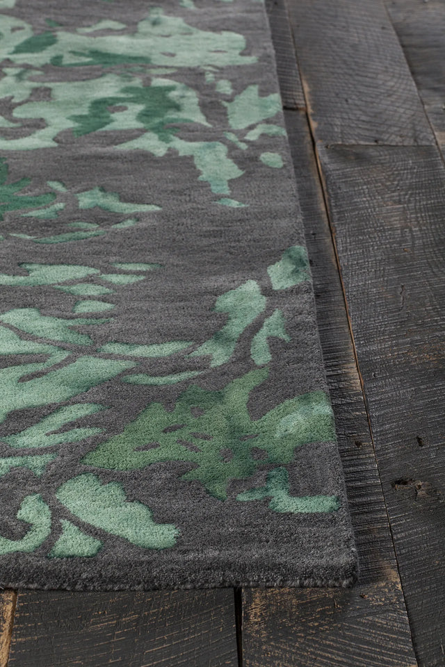 Chandra Brynn BRY-42701 Green and Grey rug, corner detail