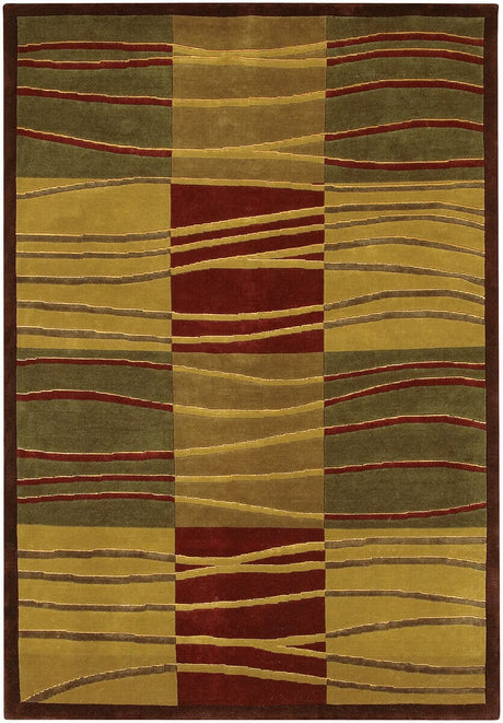 Chandra Aadi Aad1303 Gold / Burgundy / Brown / Green Rugs.