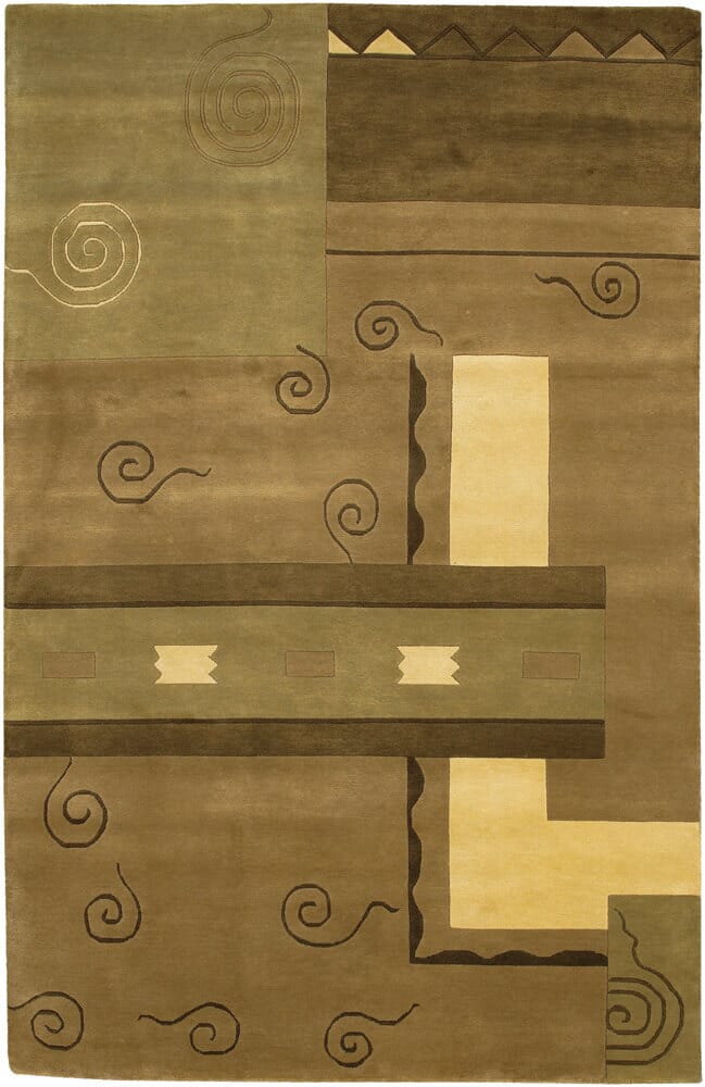 Chandra Aadi Aad1335 Green / Brown / Light Gold Rugs.