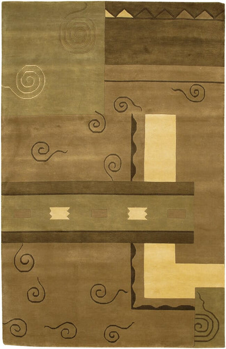 Chandra Aadi Aad1335 Green / Brown / Light Gold Rugs.
