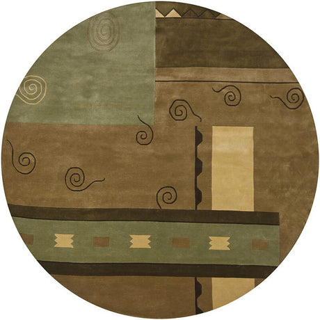 Chandra Aadi Aad1335 Green / Brown / Light Gold Rugs.