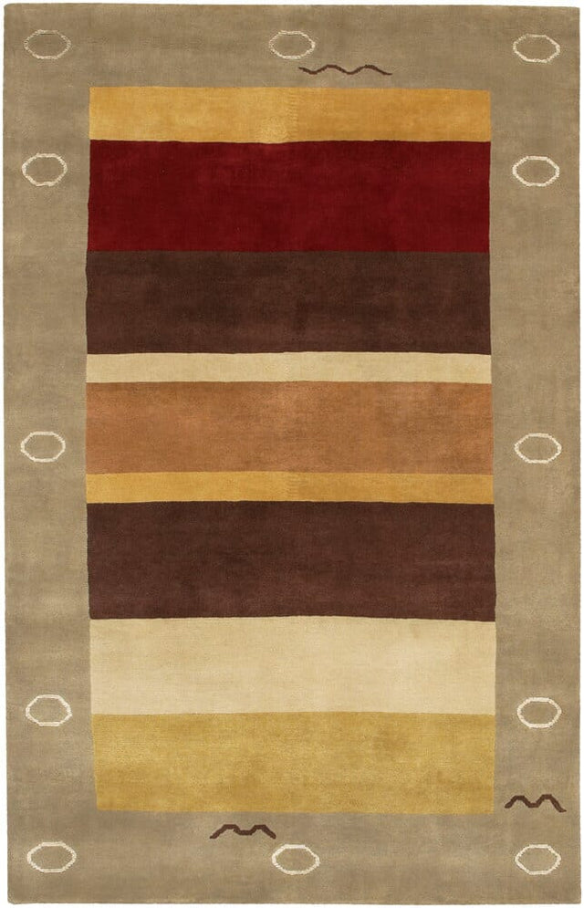 Chandra Aadi Aad1414 Gold / Dark Cherry / Brown / Ivory / Grey Rugs.
