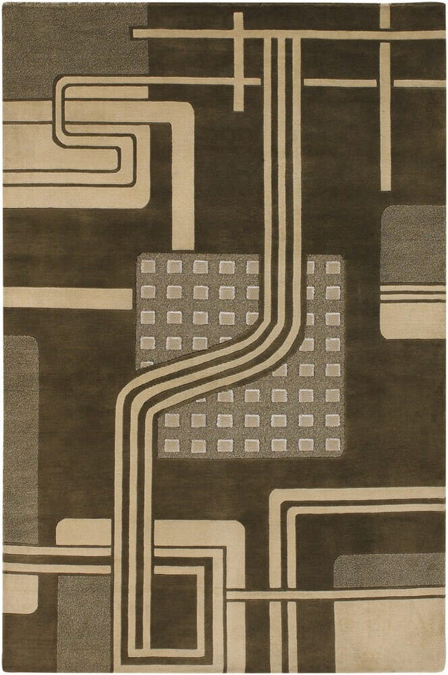 Chandra Aadi Aad1463 Deep Green / Beige Rugs.