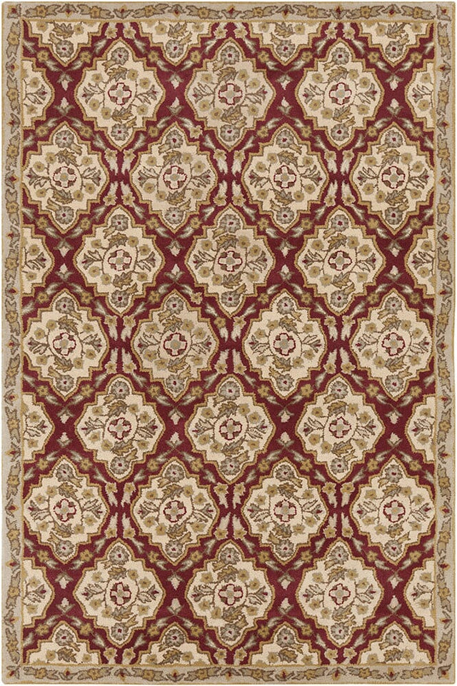 Chandra Allie All126 Burgundy / Cream / Tan / Gold Rugs.