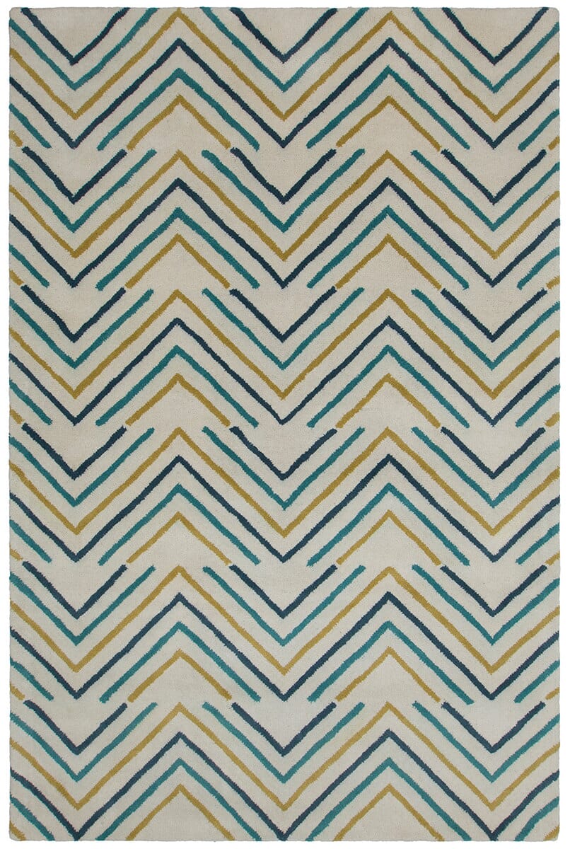 Chandra Allie All260 White / Blue / Yellow Rugs.