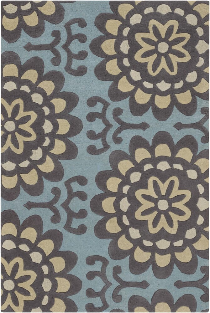 Chandra Amy Butler Amy13200 Blue / Yellow / Cream / Charcoal Rugs.