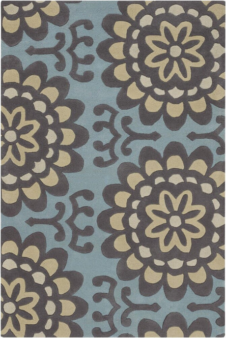 Chandra Amy Butler Amy13200 Blue / Yellow / Cream / Charcoal Rugs.