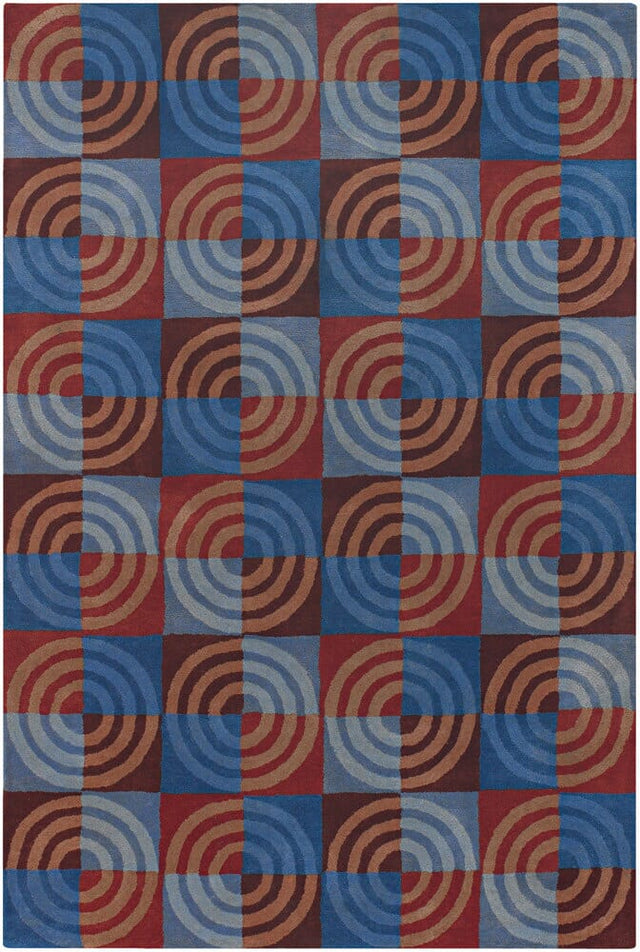 Chandra Bense Garza Ben3018 Red / Blue / Grey / Brown Rugs.