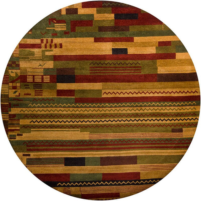 Chandra Chelsea Che1614 Burgundy / Tan / Green / Red Rugs.