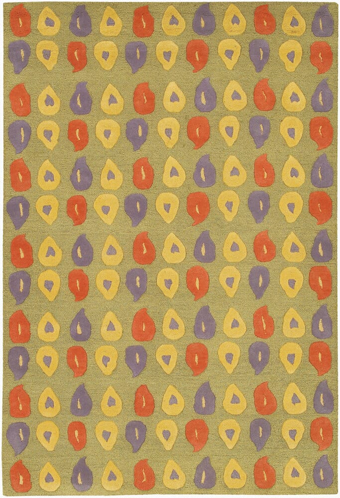 Chandra Daisa Dai-16 Green / Red / Lilac / Yellow Rugs.