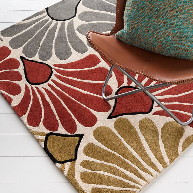 Chandra Davin Dav-25821 Red / Grey / Brwon / Cream Rugs.