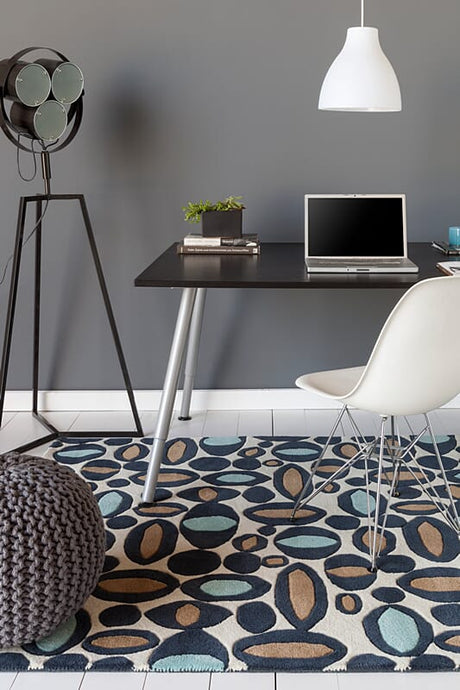 Chandra Davin Dav-25833 Black / Blue / Brown / Cream Rugs.