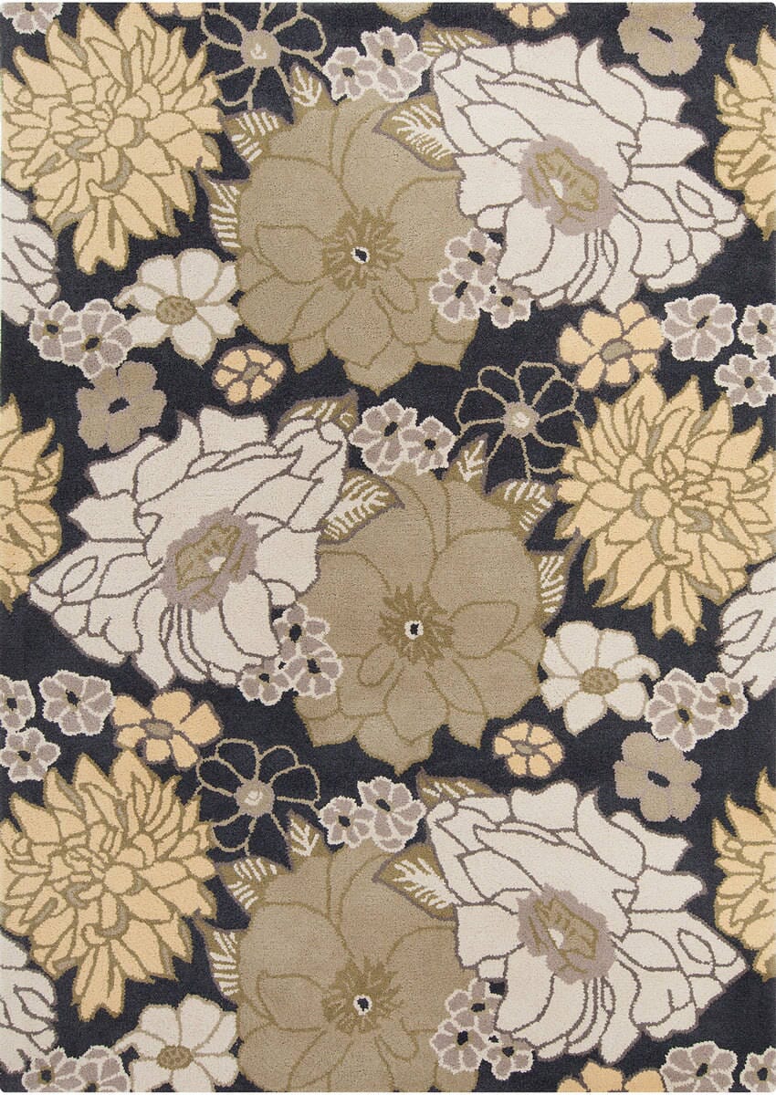 Chandra Davin Dav-25835 Black / Taupe / Yellow / Ivory Rugs.