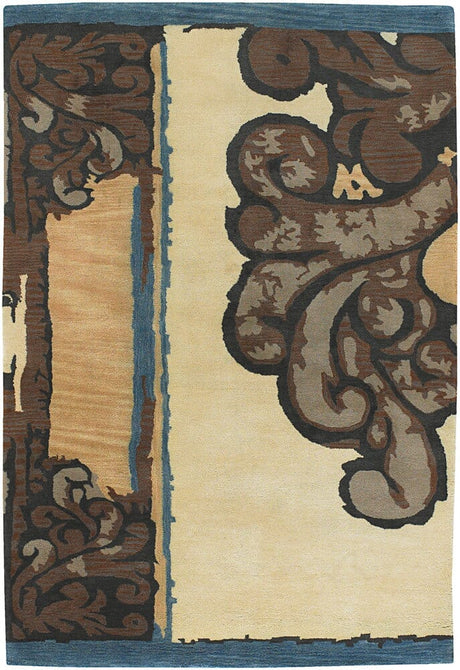 Chandra Douglas Dou7303 Gold / Brown / Blue / Tan / Black Rugs.