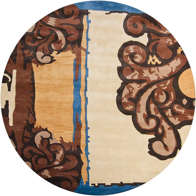 Chandra Douglas Dou7303 Gold / Brown / Blue / Tan / Black Rugs.