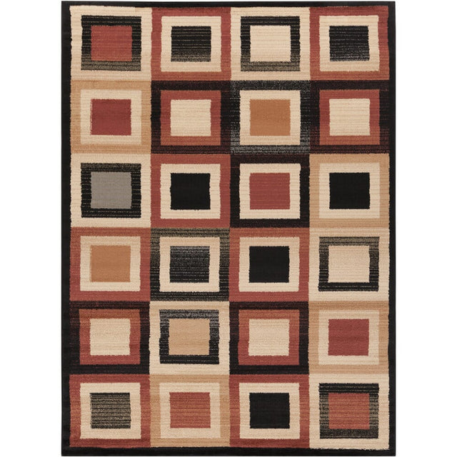 Chandra Ganesh Ganesh19 Black / Tan / Ivory / Grey / Red Rugs.