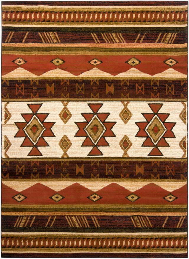 Chandra Ganesh Ganesh4 Brown / Black / Green / Cream Rugs.