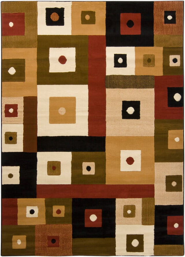 Chandra Ganesh Ganesh9 Brown / Black / Green / Cream Rugs.