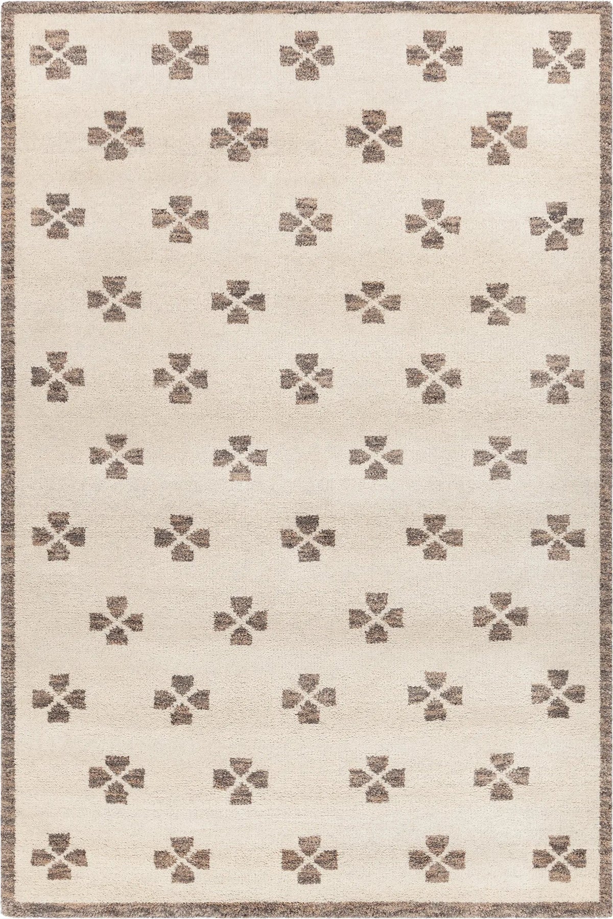 Chandra Lizzie LIZ-57200 Ivory / Brown rug, flat view