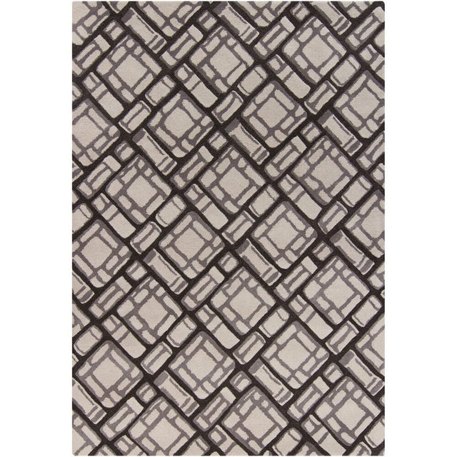 Chandra Reena Ree-32202 Black / Grey / Ivory Rugs.