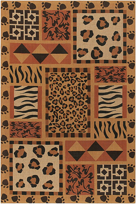 Chandra Safari Saf15000 Black / Persian Red / Orange / Tan Rugs.
