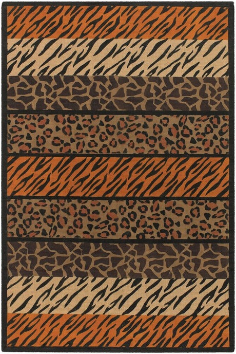 Chandra Safari Saf15001 Brown / Black / Persian Red / Orange / Tan Rugs.