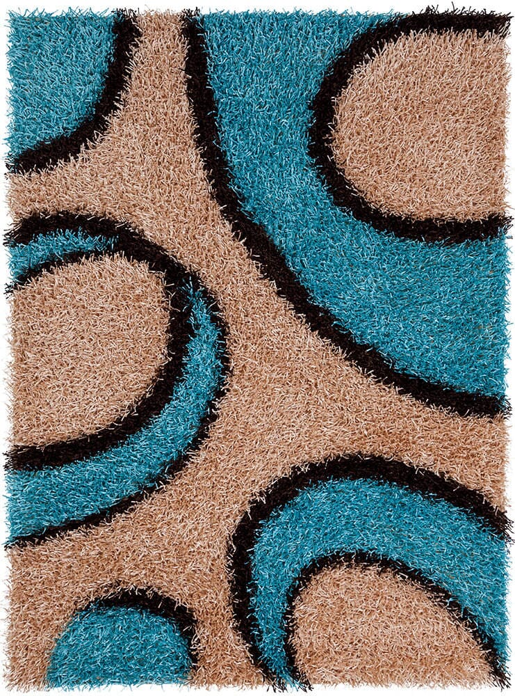 Chandra Vivid Viv-25504 Tan / Blue / Black Rugs.