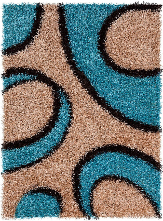 Chandra Vivid Viv-25504 Tan / Blue / Black Rugs.