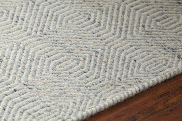 Chandra Crest CRE-33506 Light Blue and Beige rug, side detail view