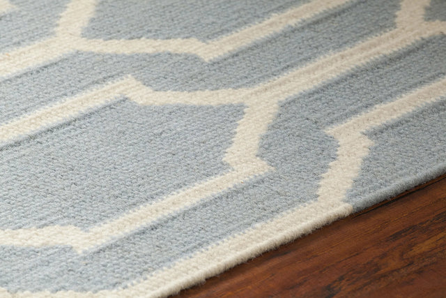 Chandra Dacio DAC-34601 Blue and White rug, side detail view