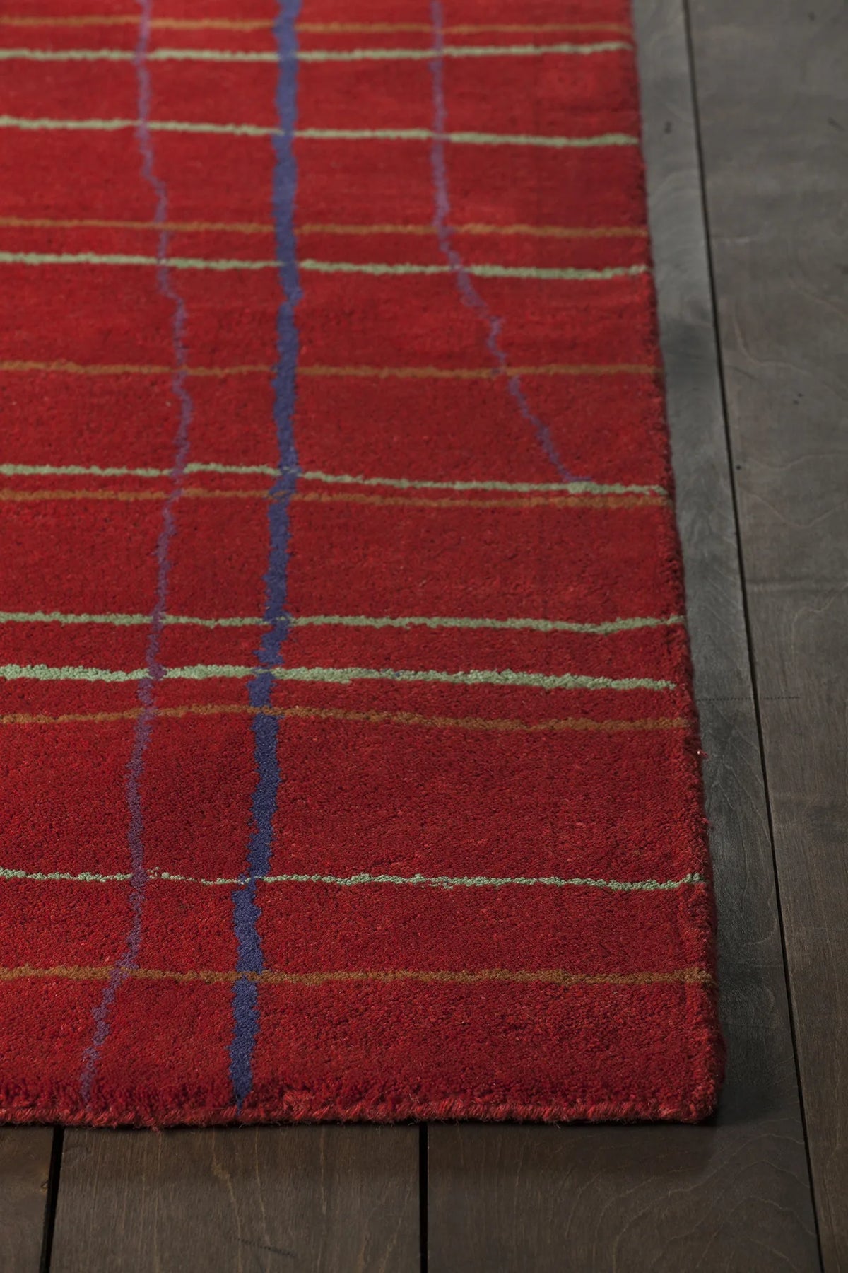 Chandra Daisa DAI-11 Red and Green and Blue and Orange rug, corner detail