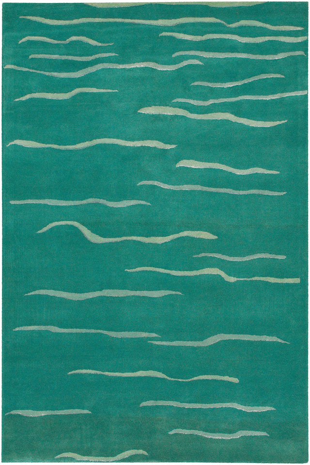 Chandra Daisa DAI-15 Aqua and Cream and Grey rug, flat view
