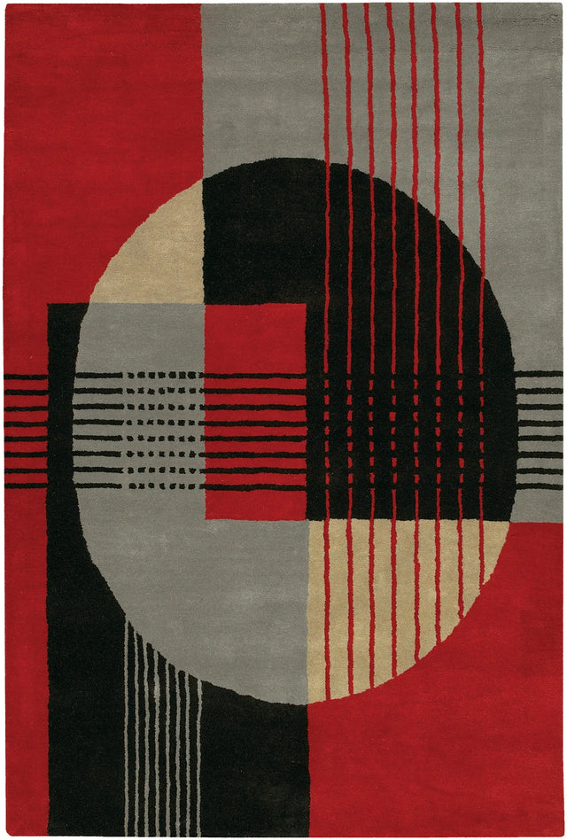 Chandra Daisa DAI-25 Red and Black and Grey rug, flat view