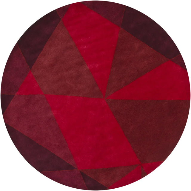 Chandra Daisa DAI-9 Red and Burgundy round rug, flat view