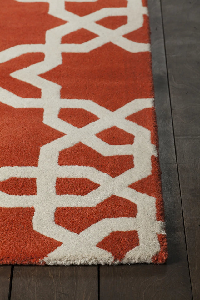 Chandra Davin DAV-25805 Orange and White rug, corner detail