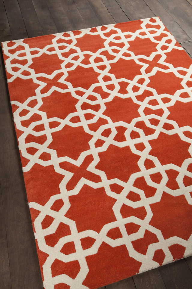 Chandra Davin DAV-25805 Orange and White rug, angled side view