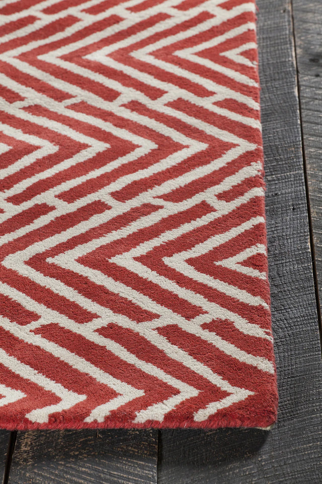 Chandra Davin DAV-25810 Red and White rug, corner detail