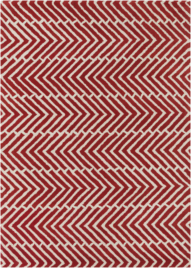 Chandra Davin DAV-25810 Red and White rug, flat view